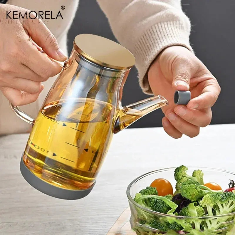 1000/800/600ML Large High Borosilicate Glass Oil Bottle for Cooking Olive Oil and Soy Sauce Vinegar Dispenser with Silicone Base Calm and Class