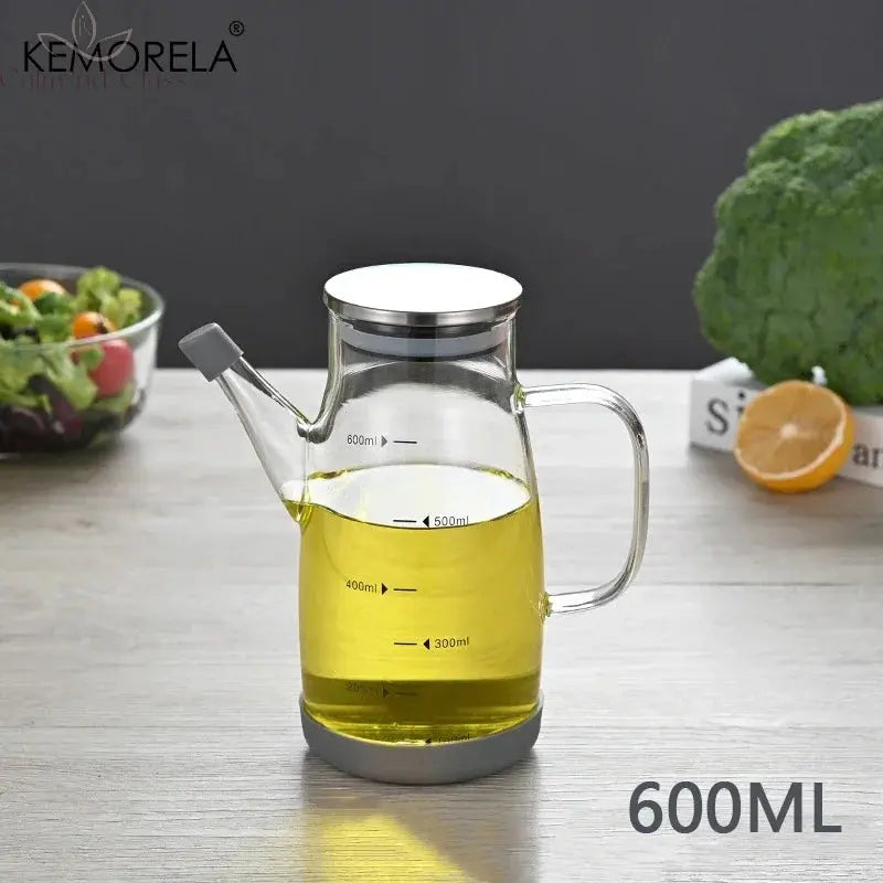 1000/800/600ML Large High Borosilicate Glass Oil Bottle for Cooking Olive Oil and Soy Sauce Vinegar Dispenser with Silicone Base Calm and Class