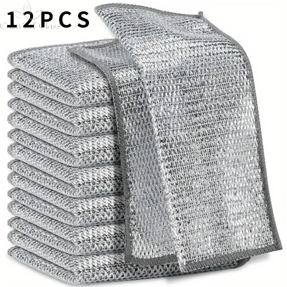 12pcs Steel Wire Cleaning Cloth Multipurpose Rag Kitchen Stove Cleaning Net Dish Towel Sink Wire Dish Washing Mesh Clean Gadgets Calm and Class