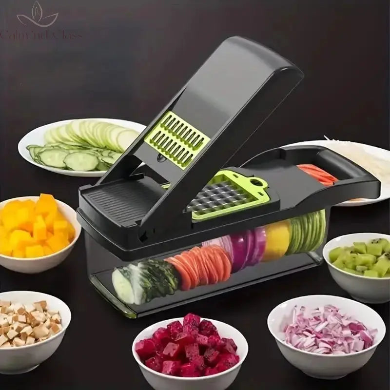 16 IN1 Mandoline Slicer Veggie Food Chopper Vegetable Cutter Tomato Carrot Grater Cheese French Onion Shredders Kitchen Tool Calm and Class