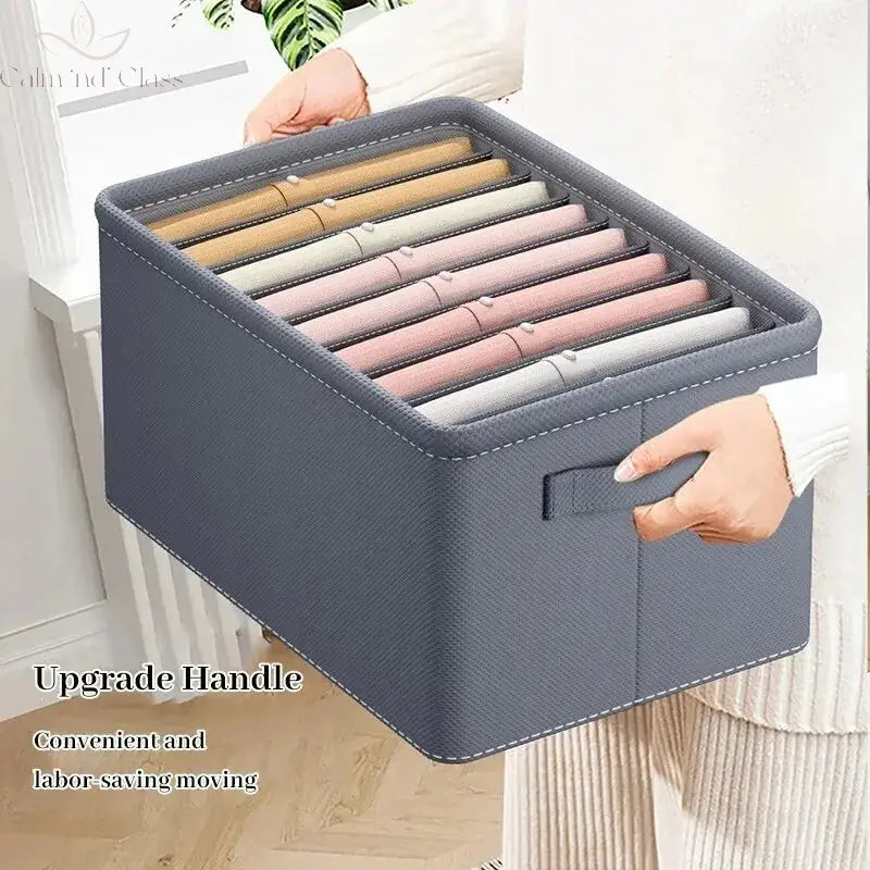 1pc Grey Nonwoven Fabric with Partition Clothing Storage Box Household Wardrobe Organization and Storage Calm and Class