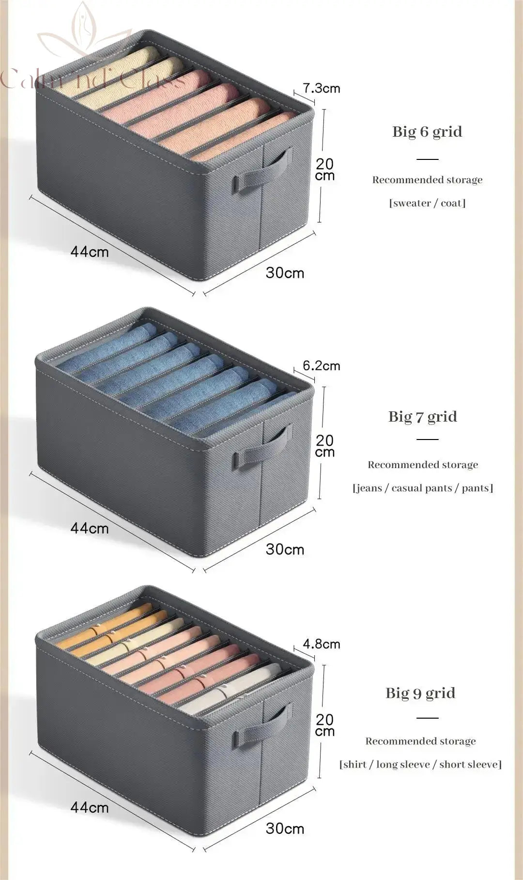 1pc Grey Nonwoven Fabric with Partition Clothing Storage Box Household Wardrobe Organization and Storage Calm and Class