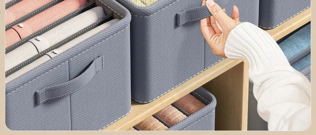 1pc Grey Nonwoven Fabric with Partition Clothing Storage Box Household Wardrobe Organization and Storage Calm and Class