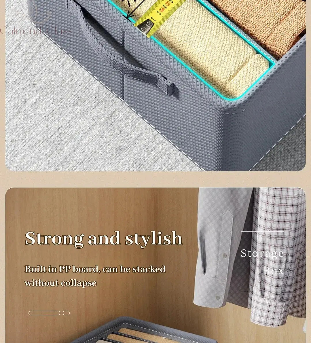 1pc Grey Nonwoven Fabric with Partition Clothing Storage Box Household Wardrobe Organization and Storage Calm and Class