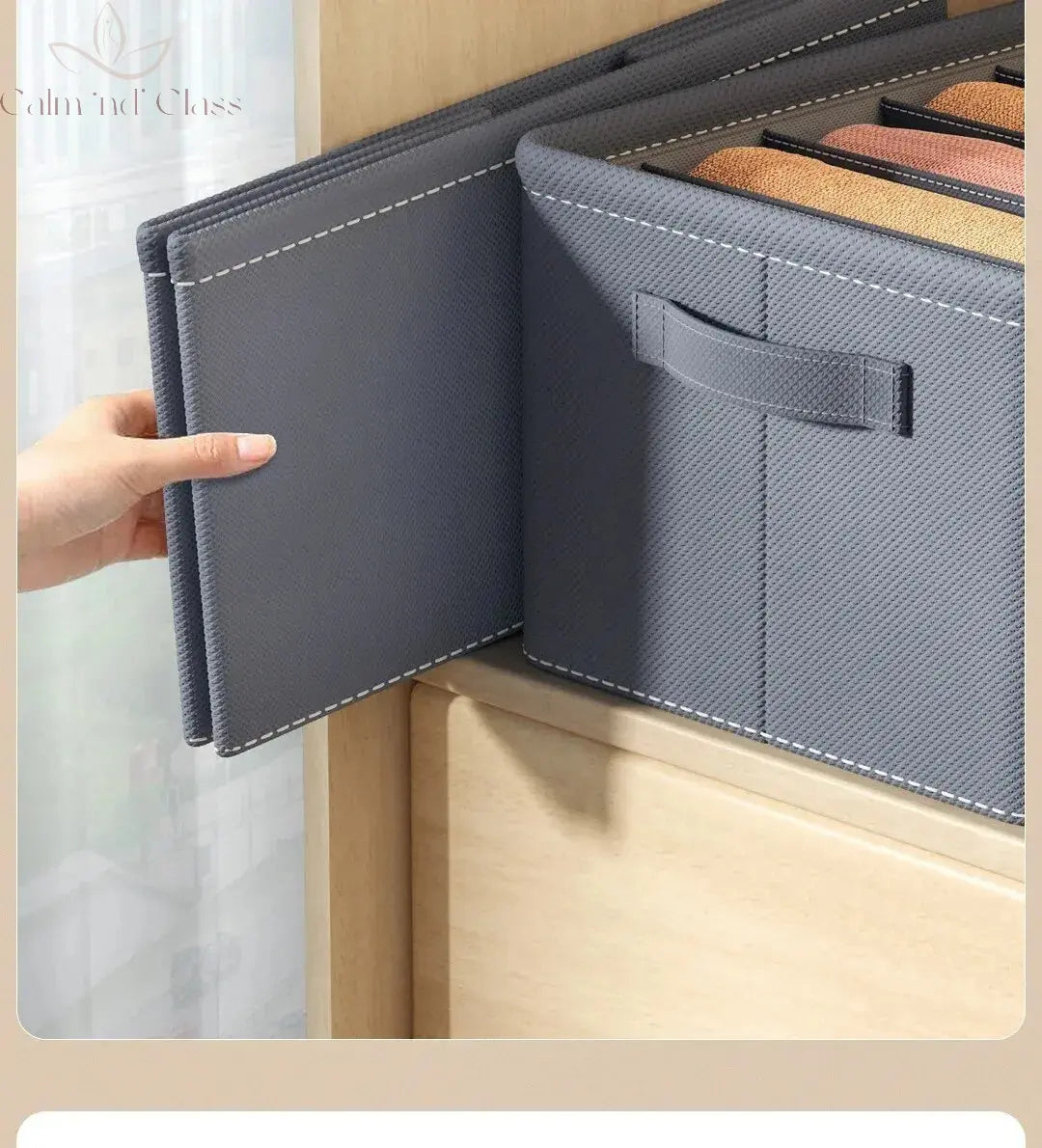 1pc Grey Nonwoven Fabric with Partition Clothing Storage Box Household Wardrobe Organization and Storage Calm and Class