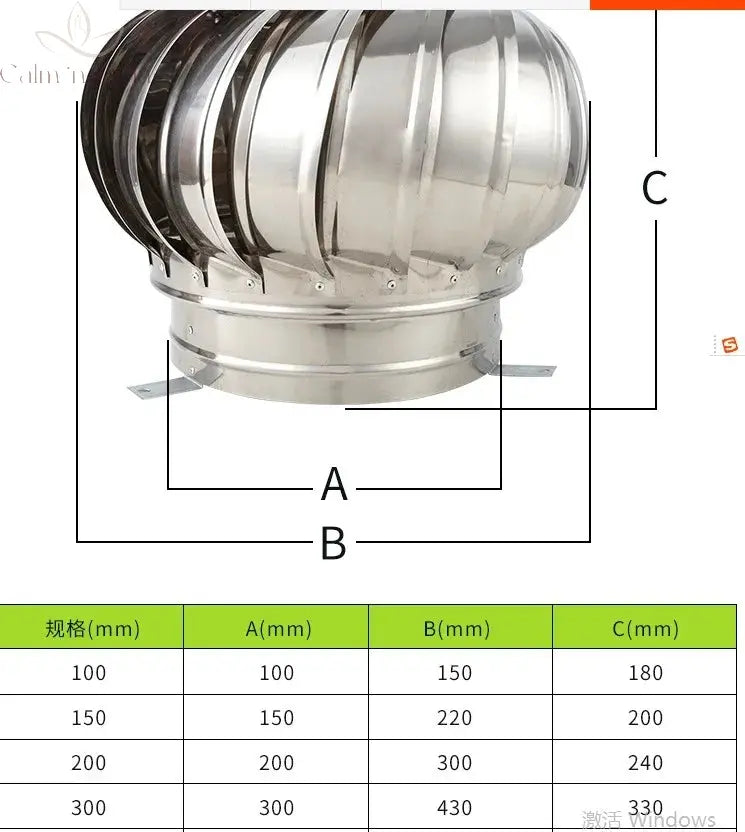 304 Stainless Steel Roof Ventilator Wind Turbines Air Vent Attic Ventilator 110mm 150mm 200mm Pipefit Roof Ventilating Fan Calm and Class