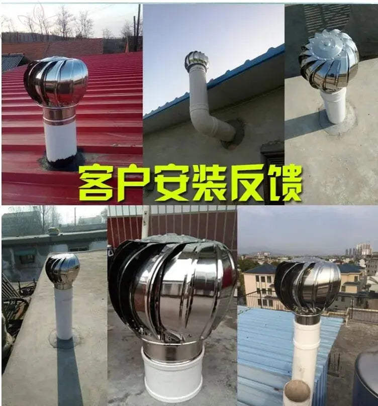 304 Stainless Steel Roof Ventilator Wind Turbines Air Vent Attic Ventilator 110mm 150mm 200mm Pipefit Roof Ventilating Fan Calm and Class