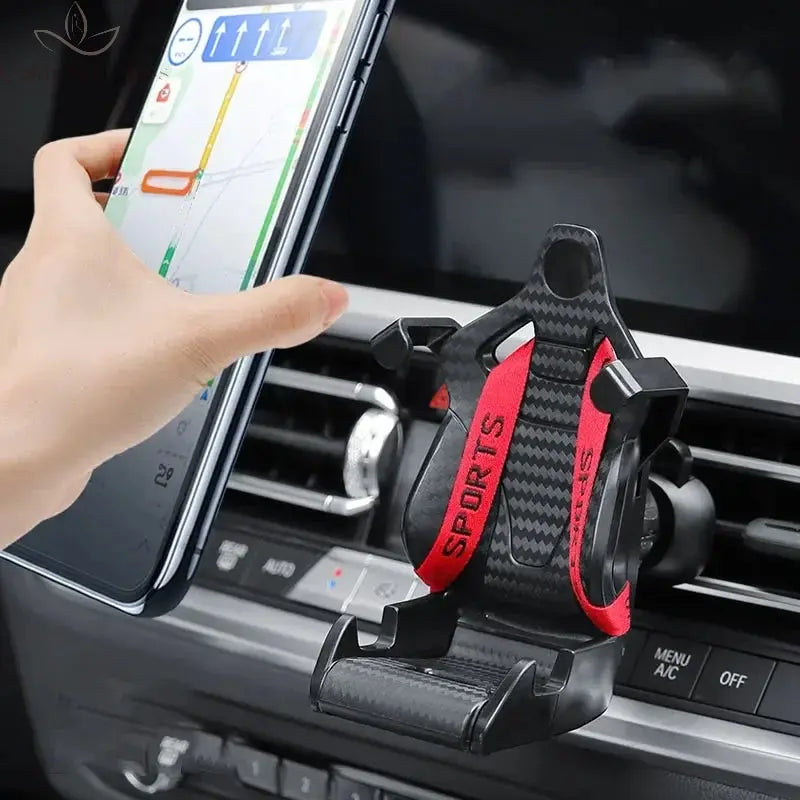 360 Carbon Fiber Pattern Racing Seat Shaped Car Phone Bracket GPS Support For Different Phone Models Air Vent Universal Tools Ne Calm and Class