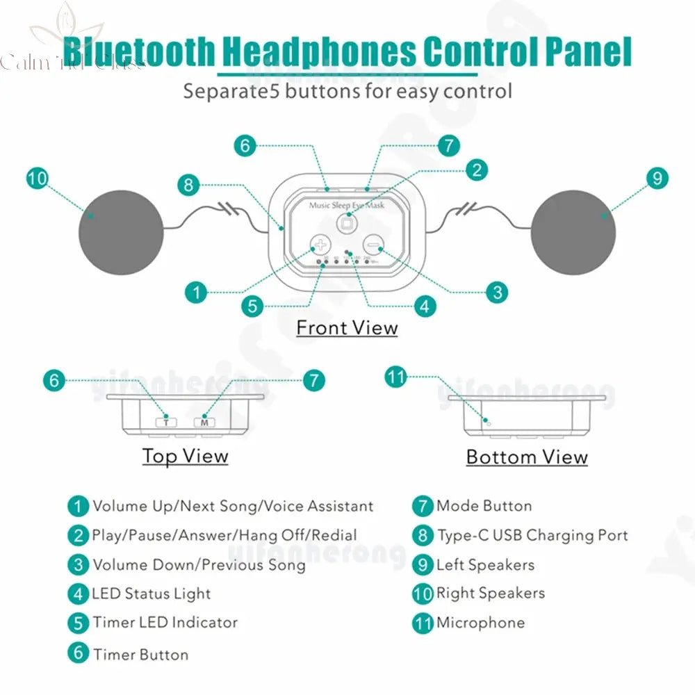 3D Bluetooth-compatible 5.2 Timed Sleep Eye Mask Earphones Built-in white Noise Music With Mic Shading Sleep Headphones Type C Calm and Class