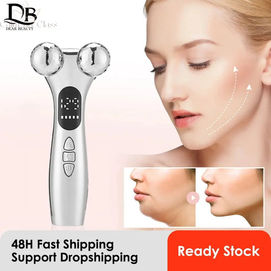 4D Roller Facial Massager EMS Face Lift Device V-Face Slimmer Skin Tightening Double Chin Remover Eye Care Massage Beauty Roller Calm and Class