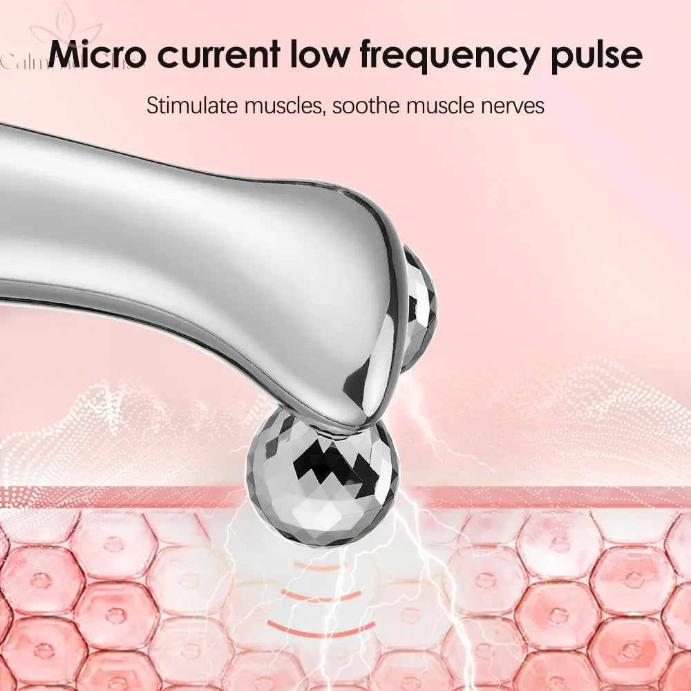 4D Roller Facial Massager EMS Face Lift Device V-Face Slimmer Skin Tightening Double Chin Remover Eye Care Massage Beauty Roller Calm and Class