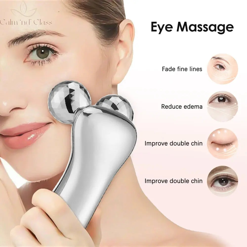 4D Roller Facial Massager EMS Face Lift Device V-Face Slimmer Skin Tightening Double Chin Remover Eye Care Massage Beauty Roller Calm and Class