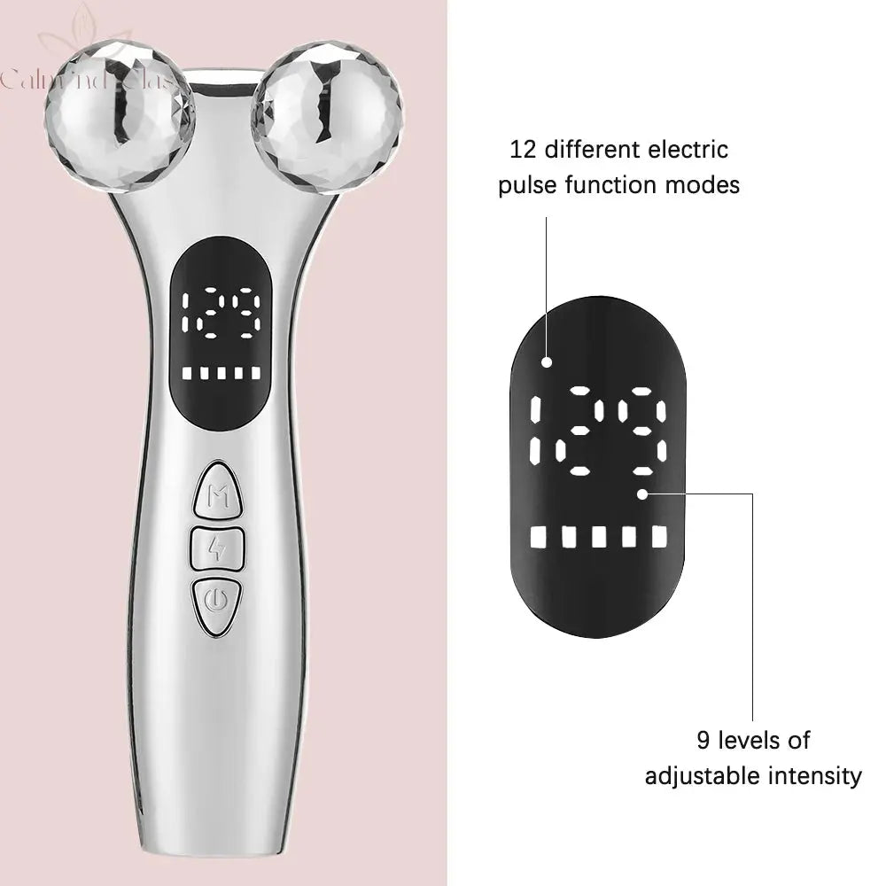 4D Roller Facial Massager EMS Face Lift Device V-Face Slimmer Skin Tightening Double Chin Remover Eye Care Massage Beauty Roller Calm and Class