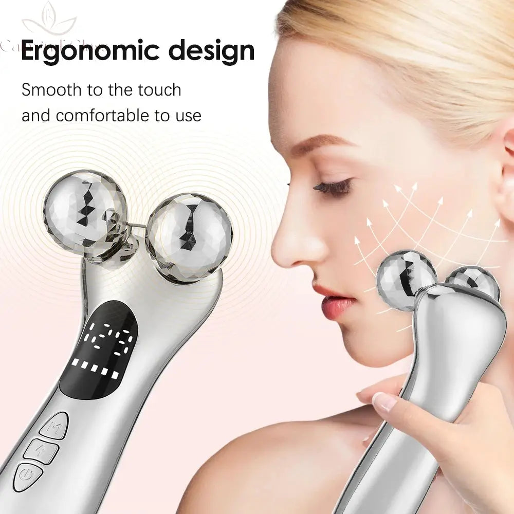 4D Roller Facial Massager EMS Face Lift Device V-Face Slimmer Skin Tightening Double Chin Remover Eye Care Massage Beauty Roller Calm and Class