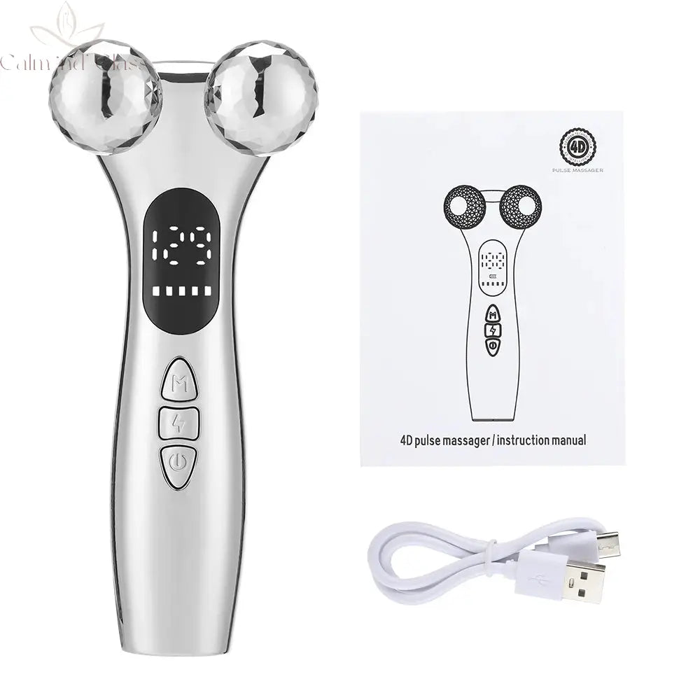 4D Roller Facial Massager EMS Face Lift Device V-Face Slimmer Skin Tightening Double Chin Remover Eye Care Massage Beauty Roller Calm and Class