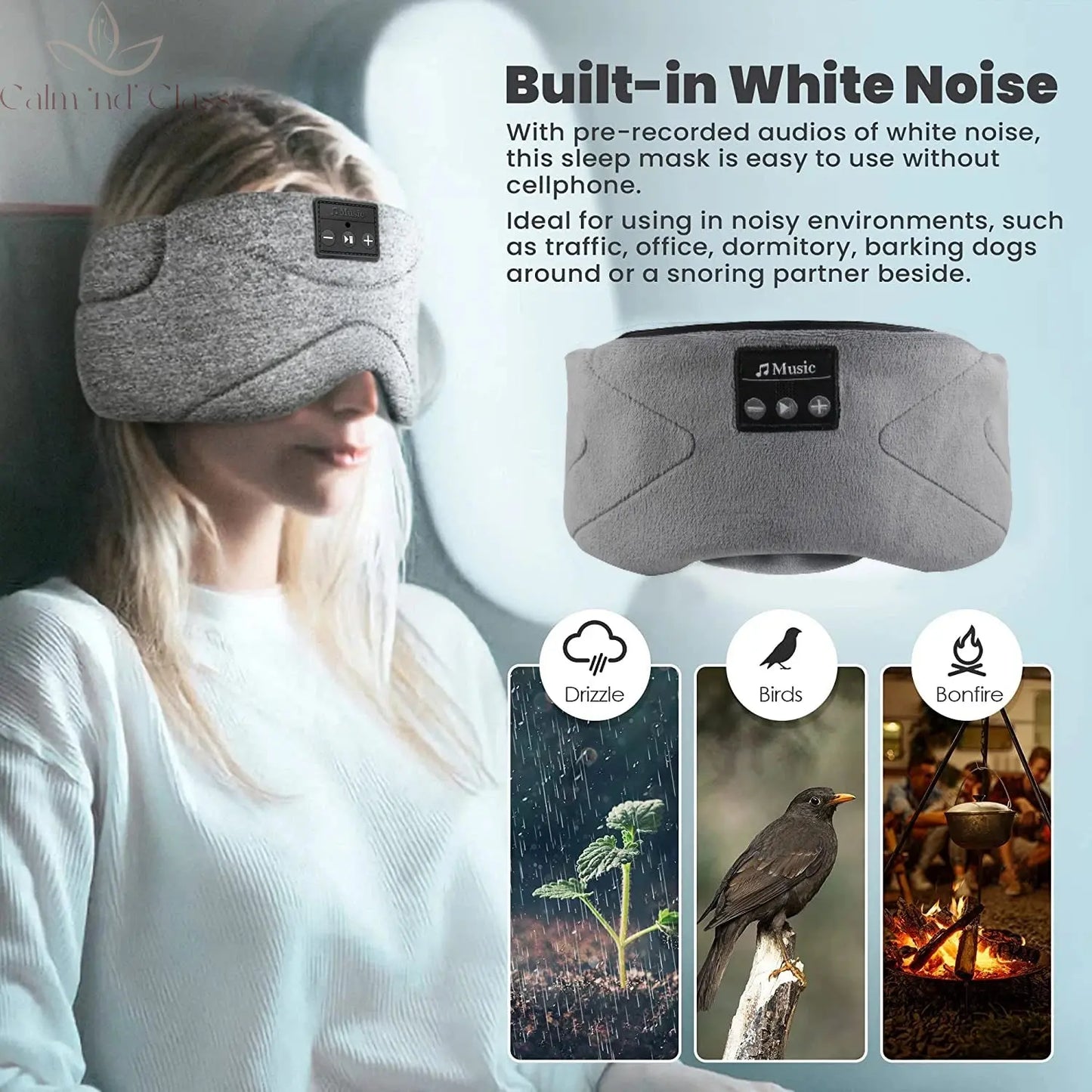 5.2 Bluetooth Headset Sleep Mask 24 White Noise Shading Light Ice Feeling Ultra-thin Lining Sleep Mask Noise Reduction Calm and Class