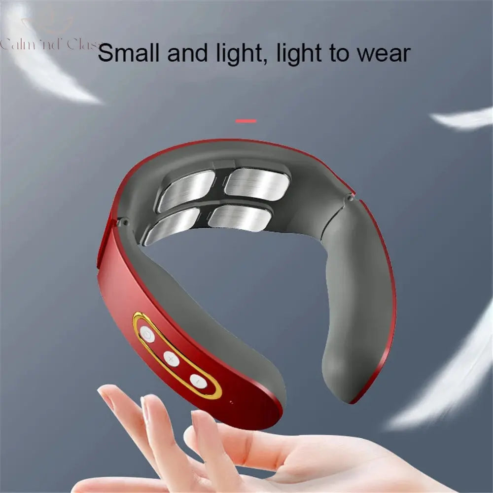 6 Mode 9 Levels Electric Neck and Shoulder Pulse Massager Heating Cervical Vertebra Machine Relax Pain Relief Back Kneading Tool Calm and Class