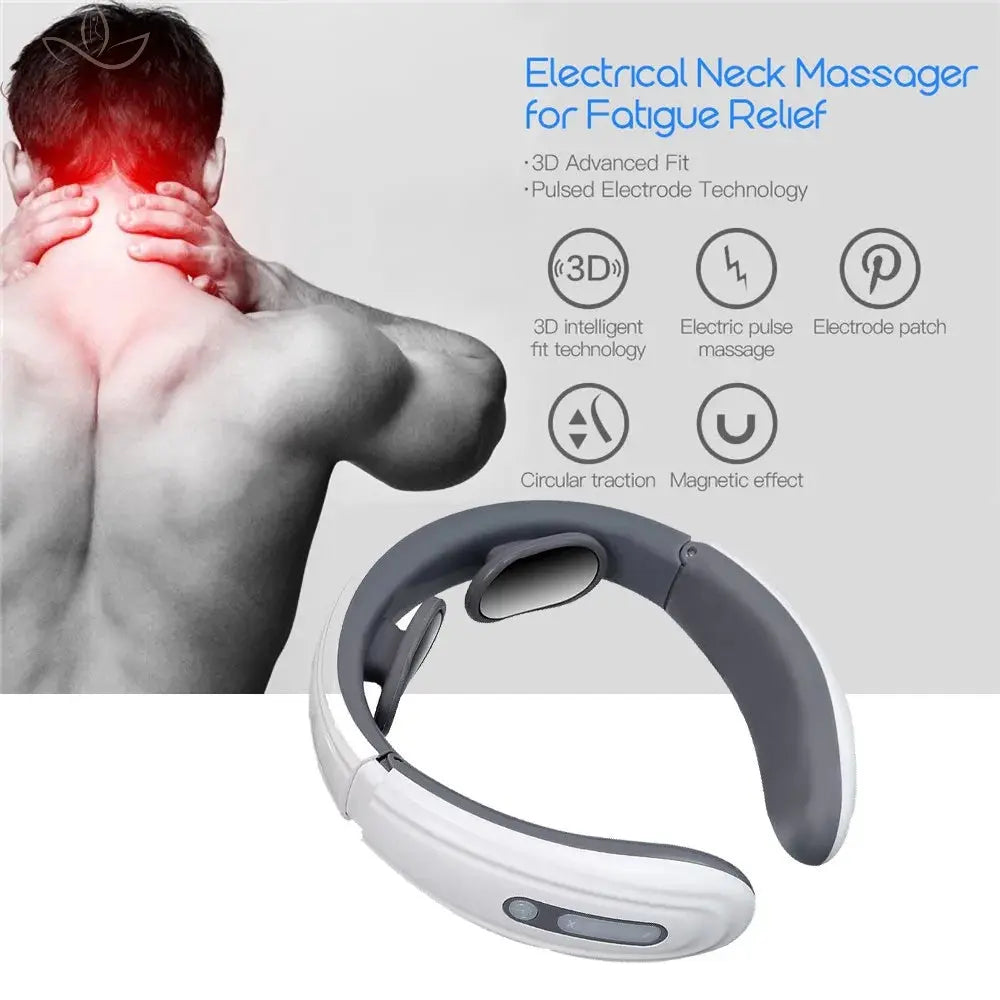 6 Mode Electric Neck Massager EMS Pulse Infrared Heat Massager Muscle Relaxation Neck Massager Tool Relax Cervical Relief Pain Calm and Class