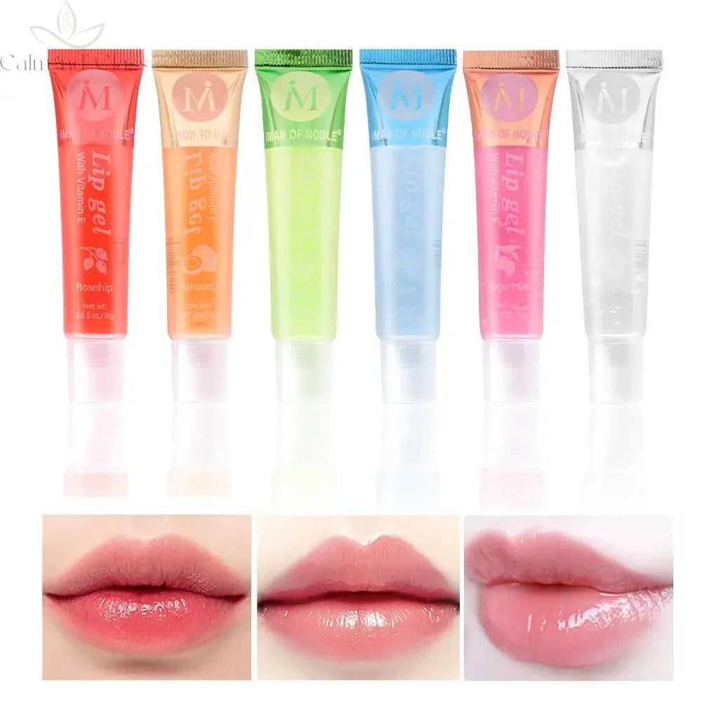 6Pcs Fruity Flavor Watery Glossy Lip Gloss Set Clear Lip Gel Hydrating Moisturizing Lip Gloss Women Lips Makeup Wholesale Calm and Class