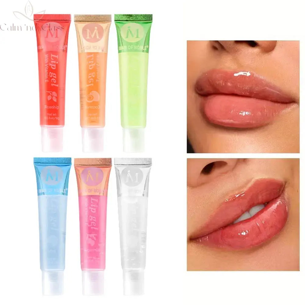 6Pcs Fruity Flavor Watery Glossy Lip Gloss Set Clear Lip Gel Hydrating Moisturizing Lip Gloss Women Lips Makeup Wholesale Calm and Class