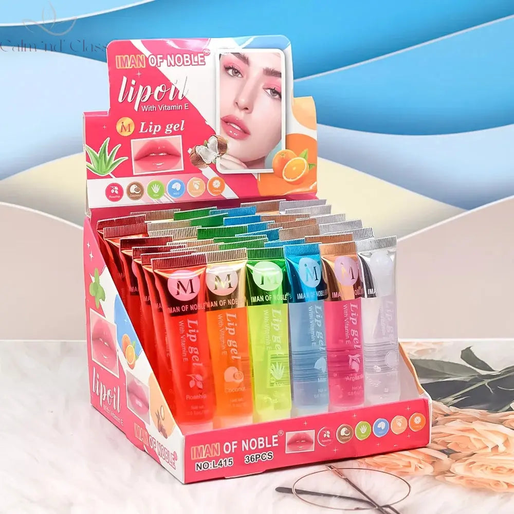 6Pcs Fruity Flavor Watery Glossy Lip Gloss Set Clear Lip Gel Hydrating Moisturizing Lip Gloss Women Lips Makeup Wholesale Calm and Class