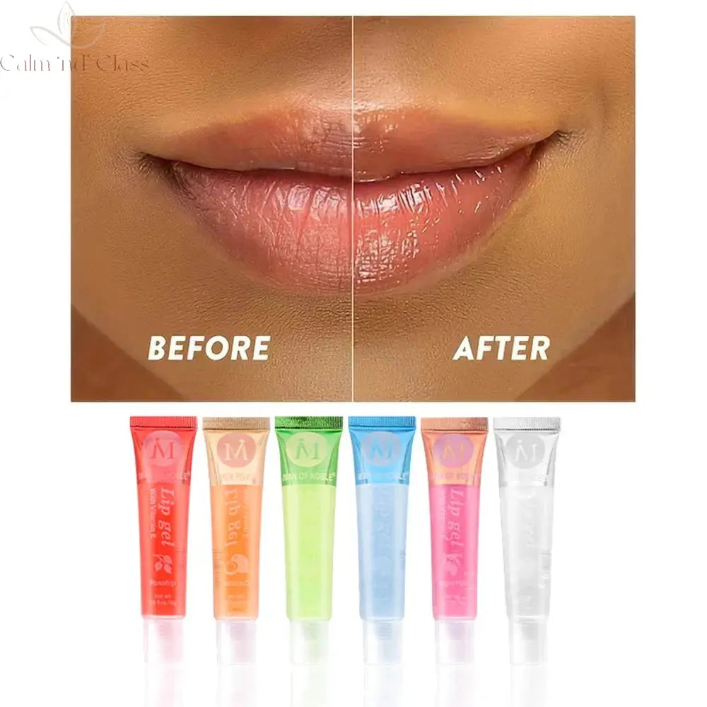 6Pcs Fruity Flavor Watery Glossy Lip Gloss Set Clear Lip Gel Hydrating Moisturizing Lip Gloss Women Lips Makeup Wholesale Calm and Class