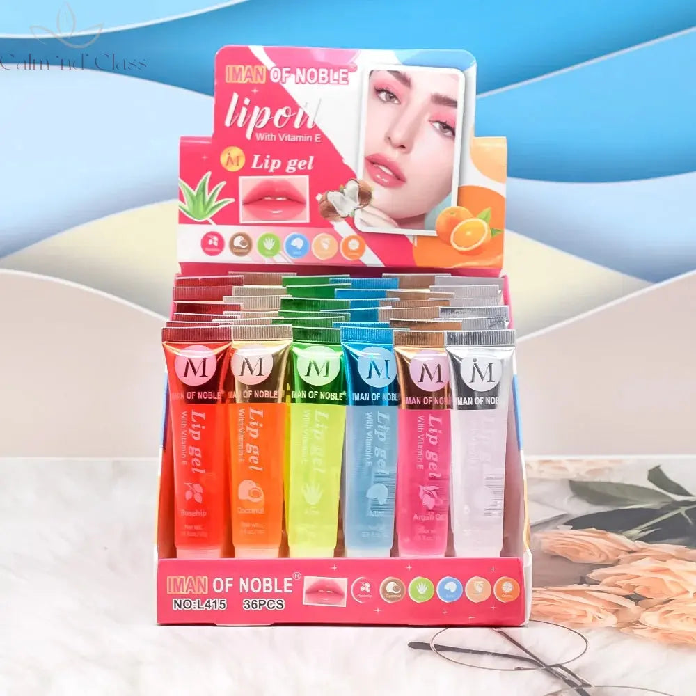 6Pcs Fruity Flavor Watery Glossy Lip Gloss Set Clear Lip Gel Hydrating Moisturizing Lip Gloss Women Lips Makeup Wholesale Calm and Class