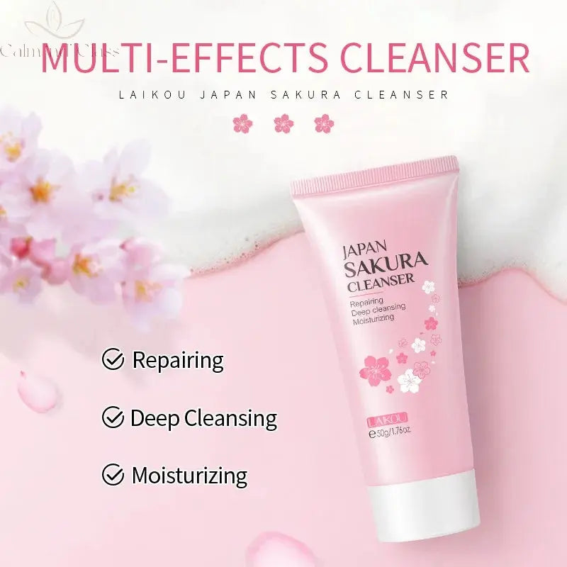 7pcs Facial Products Kit Sakura Skin Care Set Facial Cleanser Sleeping Mask Fade Dark Circles Eye Cream Korean Skincare Products Calm and Class