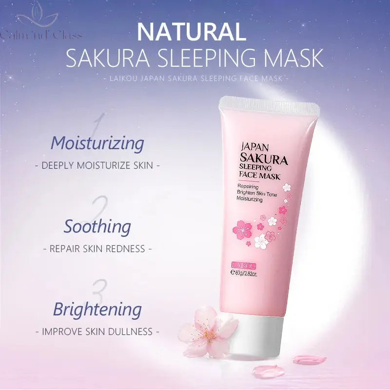 7pcs Facial Products Kit Sakura Skin Care Set Facial Cleanser Sleeping Mask Fade Dark Circles Eye Cream Korean Skincare Products Calm and Class