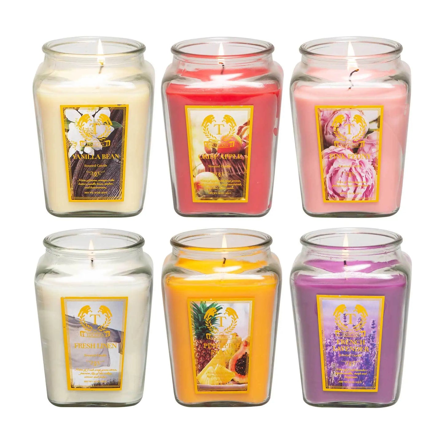 18oz Aroma Scented Candles Gift Set for Women, All 6 Scents