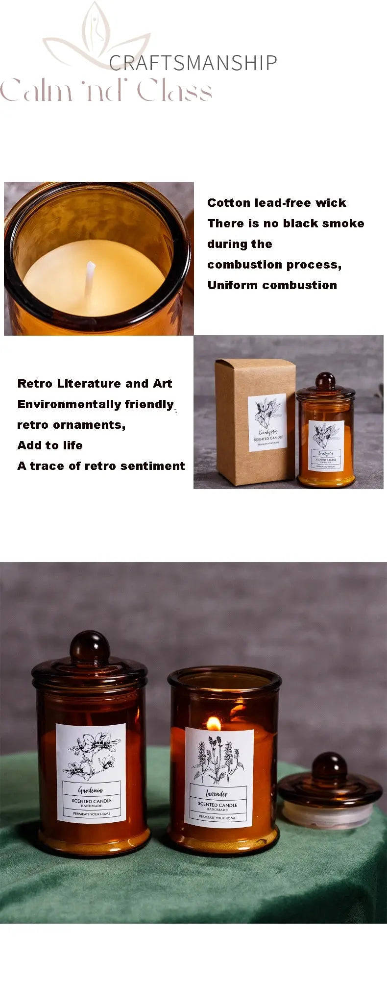 Aromatherapy Candles, Soy Wax, Small Tea Jars, Fragrance Gift, Handheld Gift Calm and Class