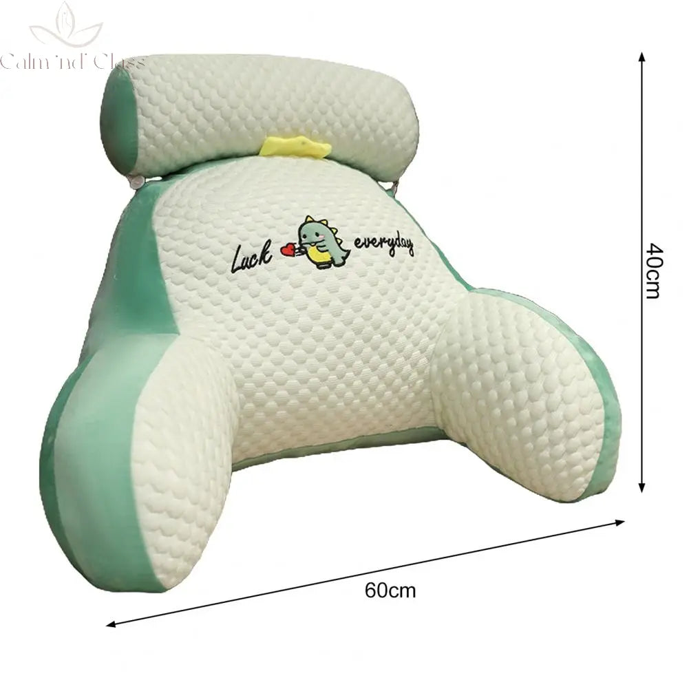 Backrest Support Pillow Back Support Cushion Cartoon Print Bed Reading Pillow with Arm Support Detachable Backrest for Sofa Calm and Class