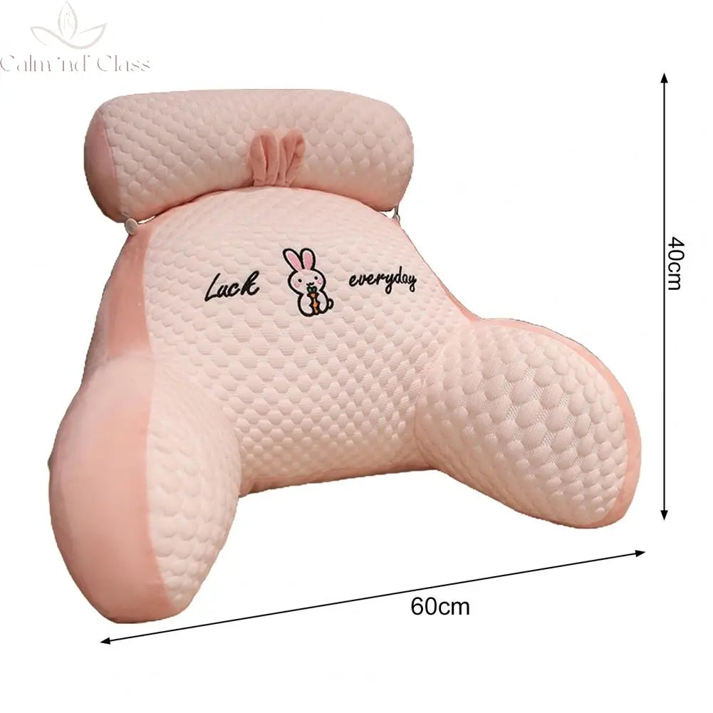 Backrest Support Pillow Back Support Cushion Cartoon Print Bed Reading Pillow with Arm Support Detachable Backrest for Sofa Calm and Class