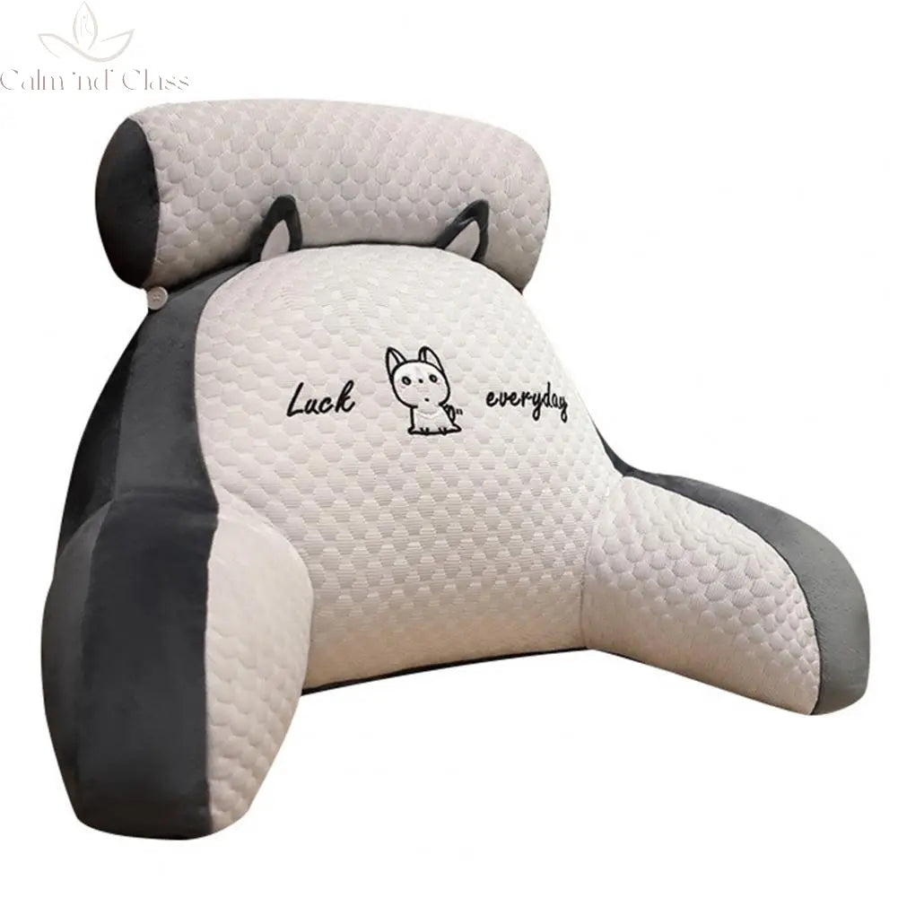 Backrest Support Pillow Back Support Cushion Cartoon Print Bed Reading Pillow with Arm Support Detachable Backrest for Sofa Calm and Class