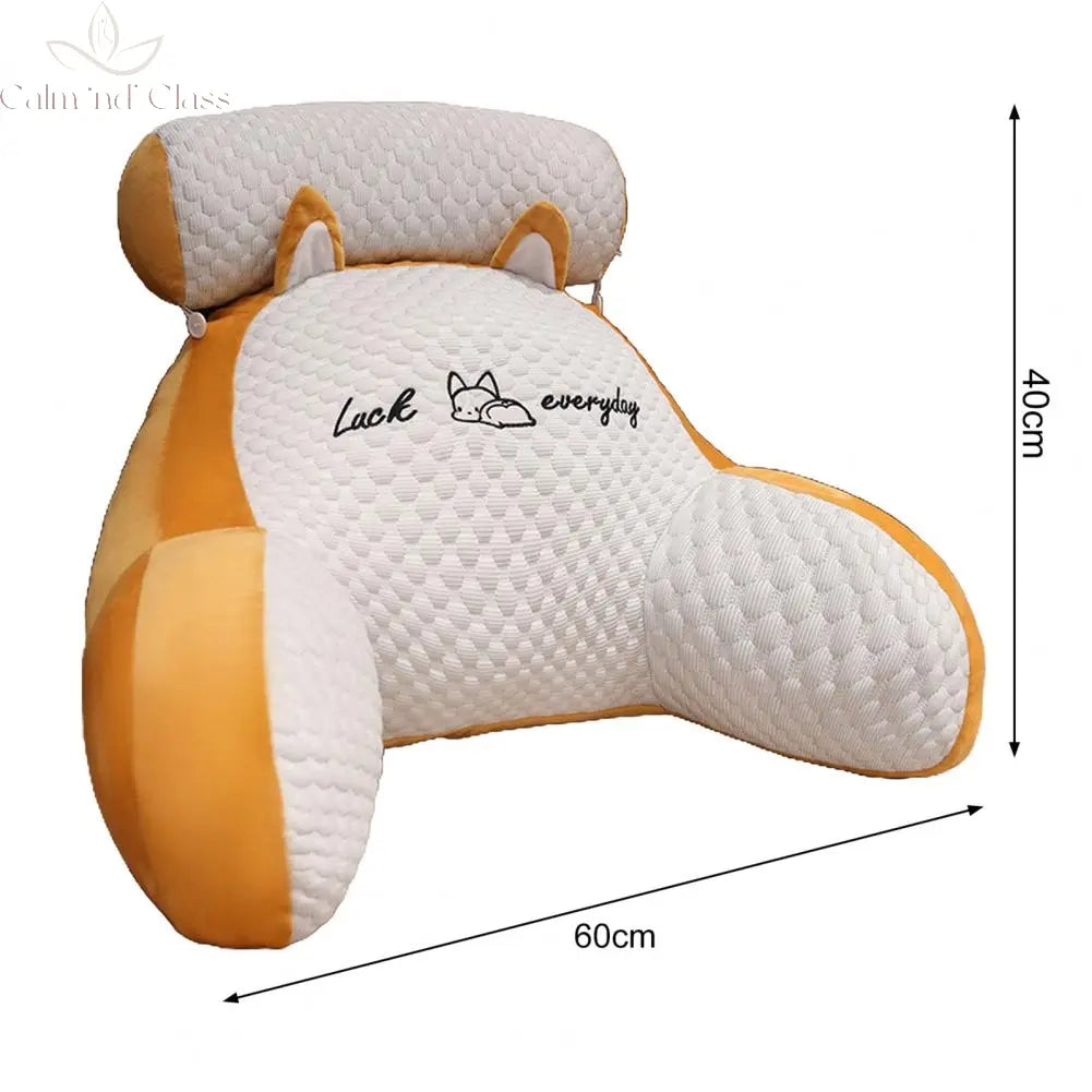 Backrest Support Pillow Back Support Cushion Cartoon Print Bed Reading Pillow with Arm Support Detachable Backrest for Sofa Calm and Class