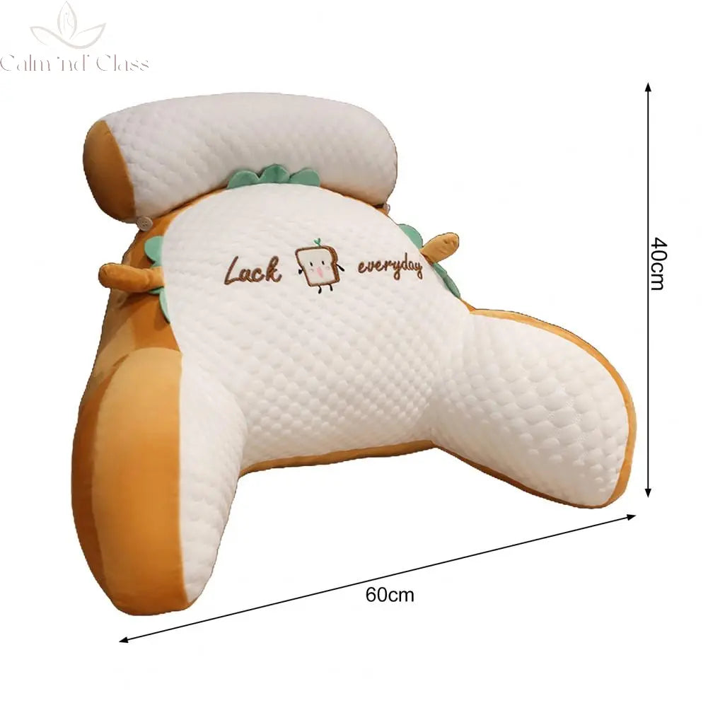 Backrest Support Pillow Back Support Cushion Cartoon Print Bed Reading Pillow with Arm Support Detachable Backrest for Sofa Calm and Class