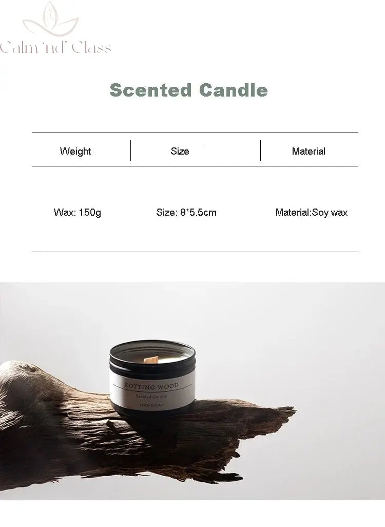 Black Tin Can Scented Aromatic Candles Wooden Wick Candle Jars with Lid Classic Home Decorative Candles Dried Flower Calm and Class