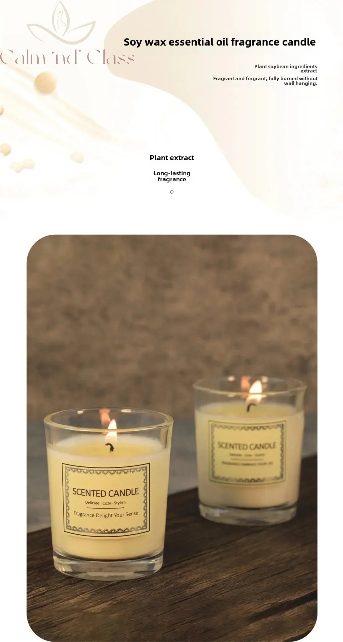 Candle Fragrance Atmosphere Companion Gift Hotel Clubhouse Smoke free Aromatherapy Candles Calm and Class