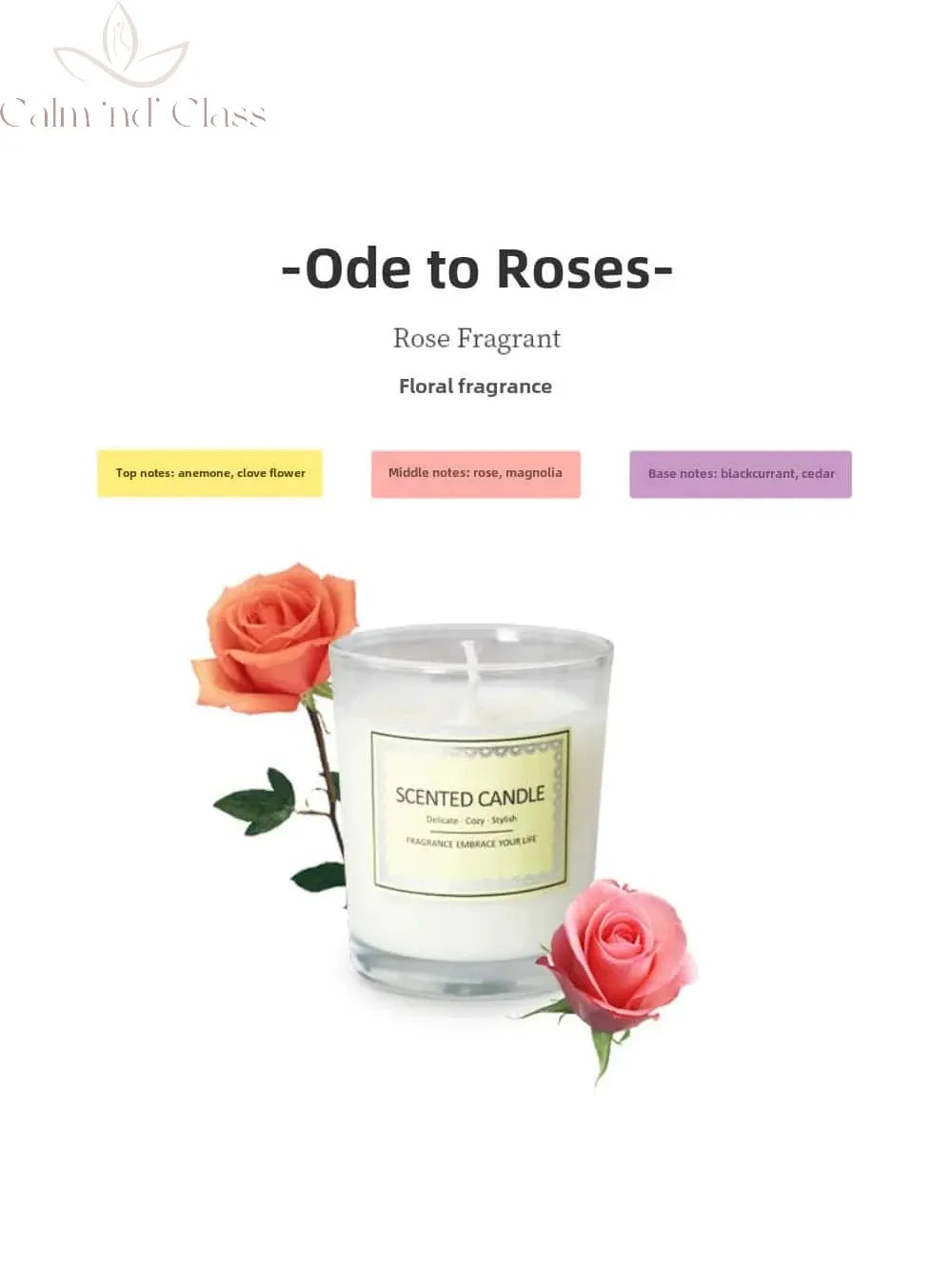 Candle Fragrance Atmosphere Companion Gift Hotel Clubhouse Smoke free Aromatherapy Candles Calm and Class