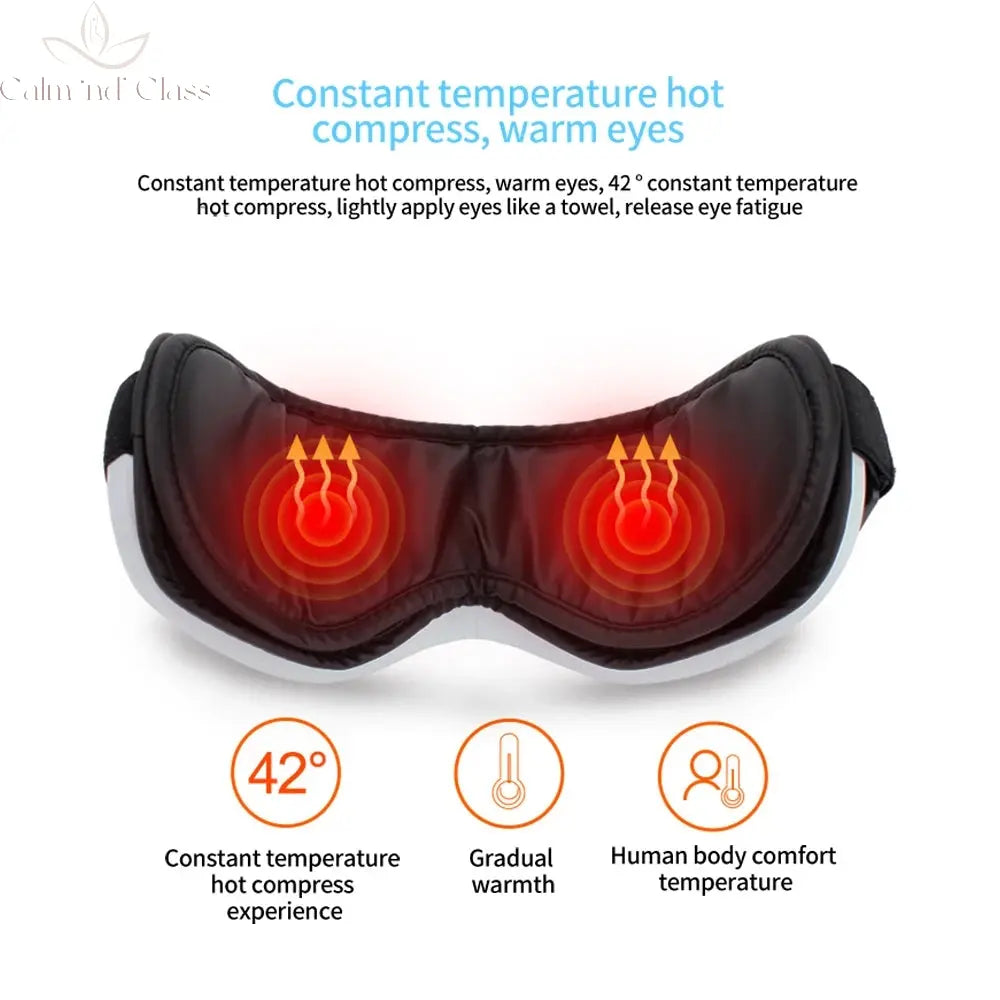 Eye Massage Instrument Vibration Airbag Pressure Hot Compress Eye Massager Bluetooth Music Relax Fatigue Eye Care Foldable Calm and Class