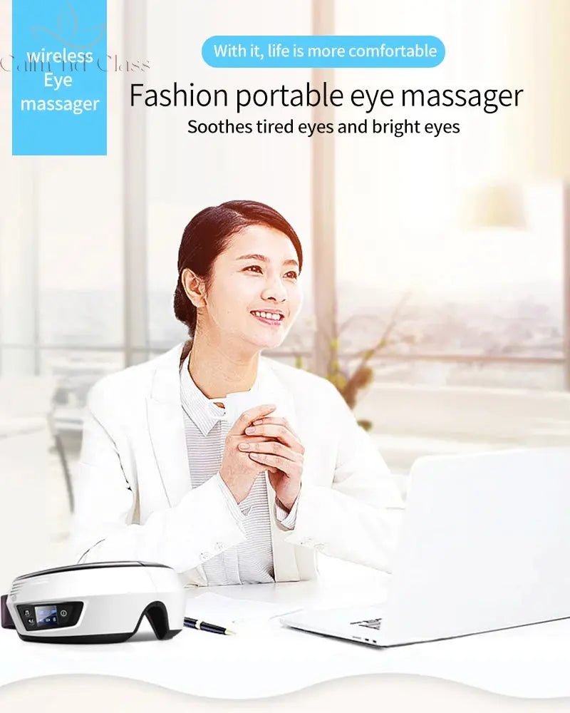 Eye Massage Instrument Vibration Airbag Pressure Hot Compress Eye Massager Bluetooth Music Relax Fatigue Eye Care Foldable Calm and Class