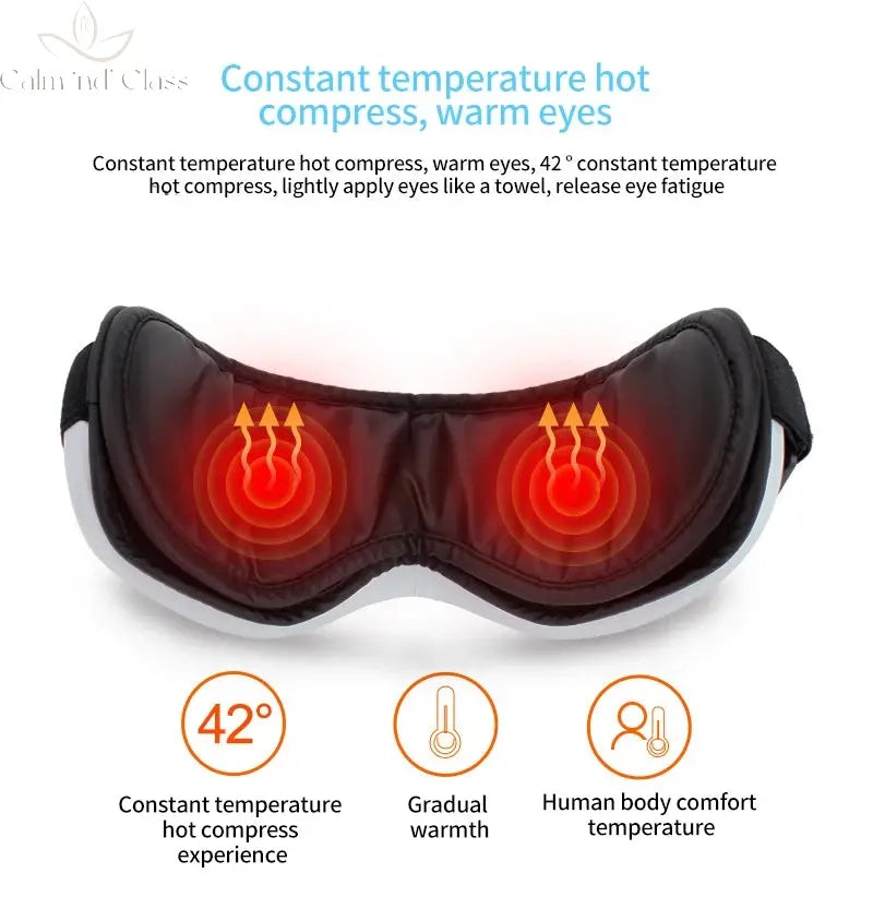 Eye Massage Instrument Vibration Airbag Pressure Hot Compress Eye Massager Bluetooth Music Relax Fatigue Eye Care Foldable Calm and Class