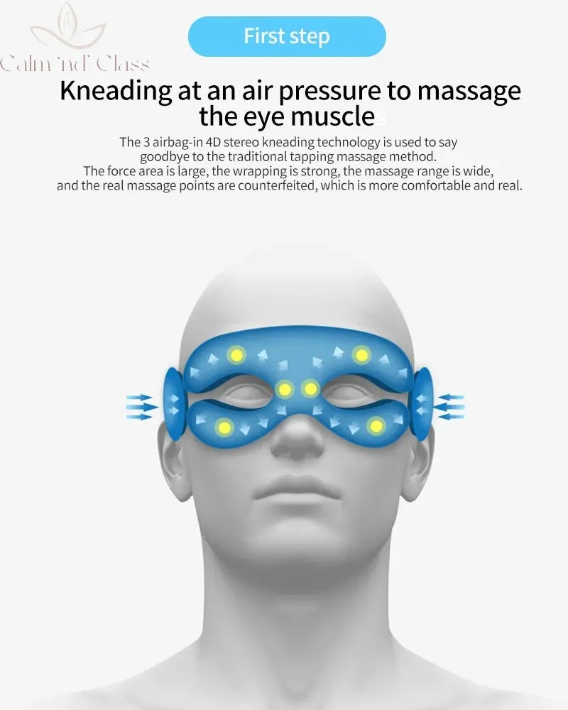 Eye Massage Instrument Vibration Airbag Pressure Hot Compress Eye Massager Bluetooth Music Relax Fatigue Eye Care Foldable Calm and Class