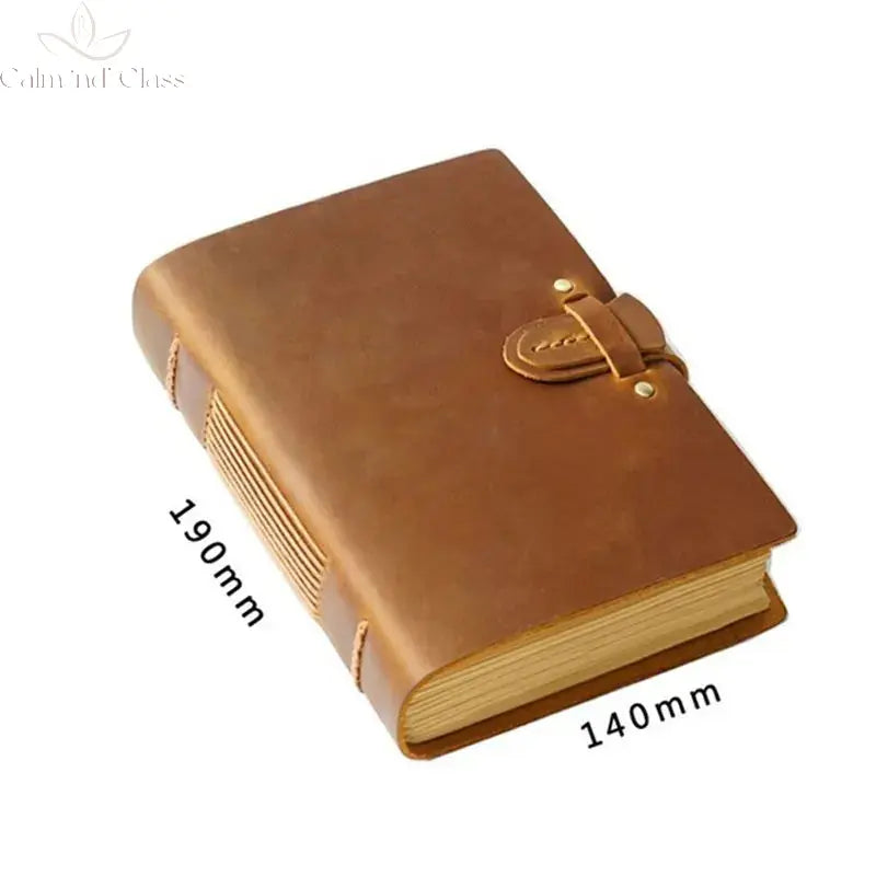 Genuine Leather Journal Lock Design Blank Kraft Paper 400 Pages DIY Diary Travel Notebook Handmade Sketchbook Retro Thick Book Calm and Class