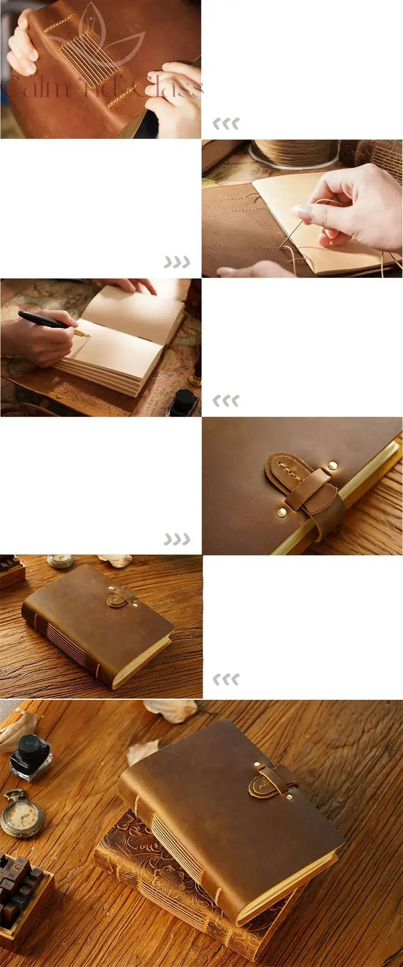 Genuine Leather Journal Lock Design Blank Kraft Paper 400 Pages DIY Diary Travel Notebook Handmade Sketchbook Retro Thick Book Calm and Class