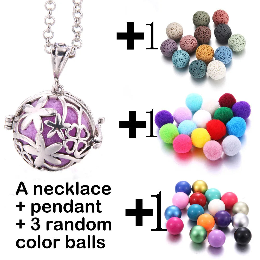 Harmony Necklace Jewelry Mexico Chime Bell Lava Stone Aromatherapy Diffuser Pendant for Women