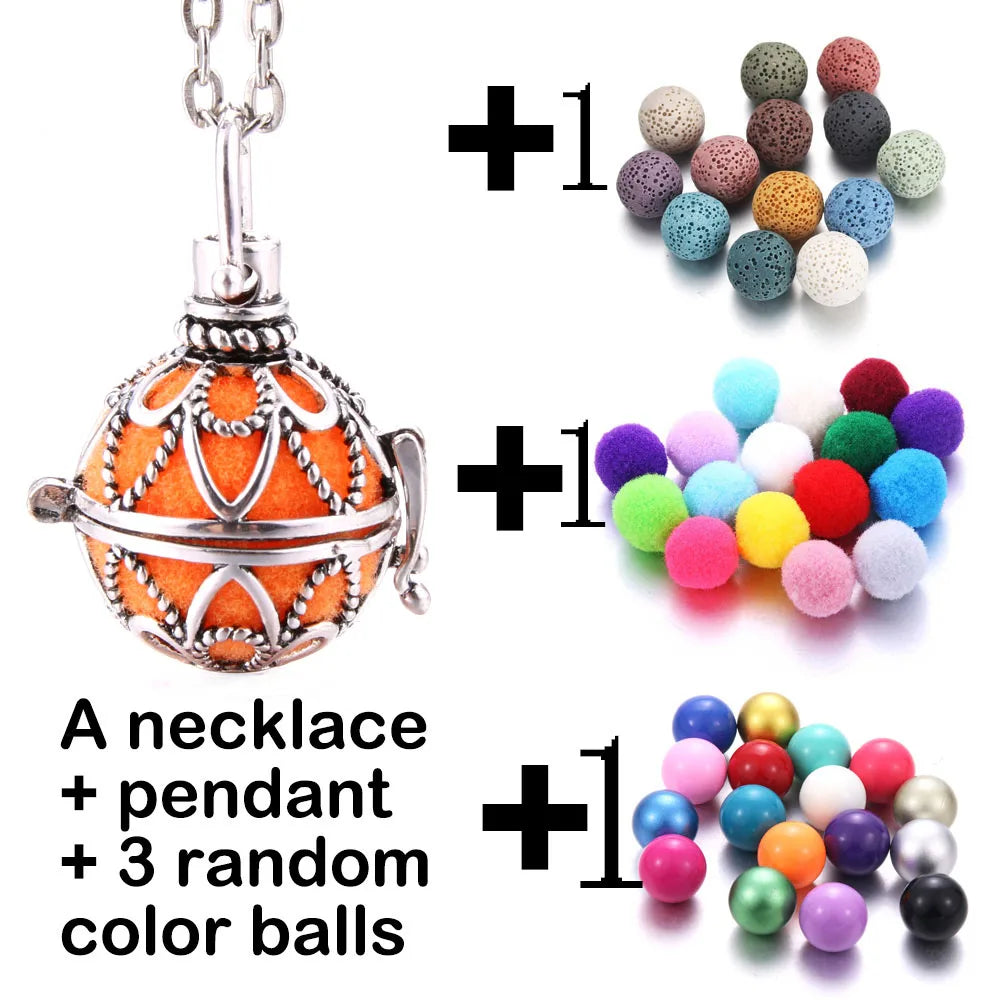 Harmony Necklace Jewelry Mexico Chime Bell Lava Stone Aromatherapy Diffuser Pendant for Women