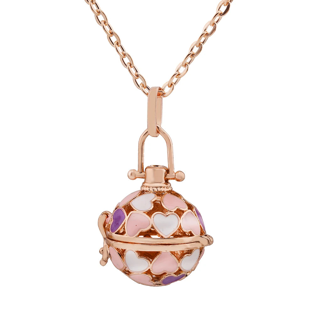 Mexico Chime Music Ball Aromatherapy Necklace Copper Pendant