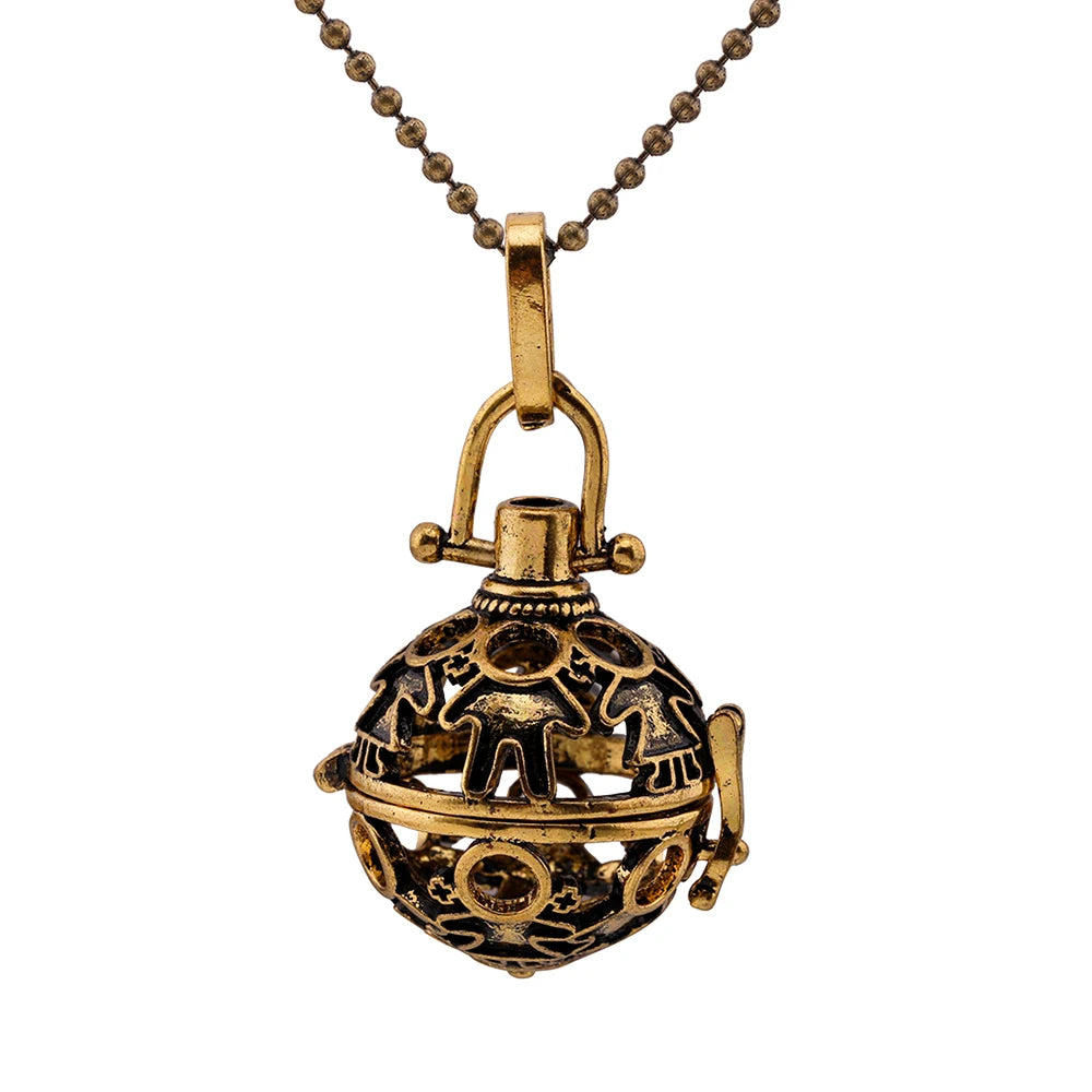 Mexico Chime Music Ball Aromatherapy Necklace Copper Pendant