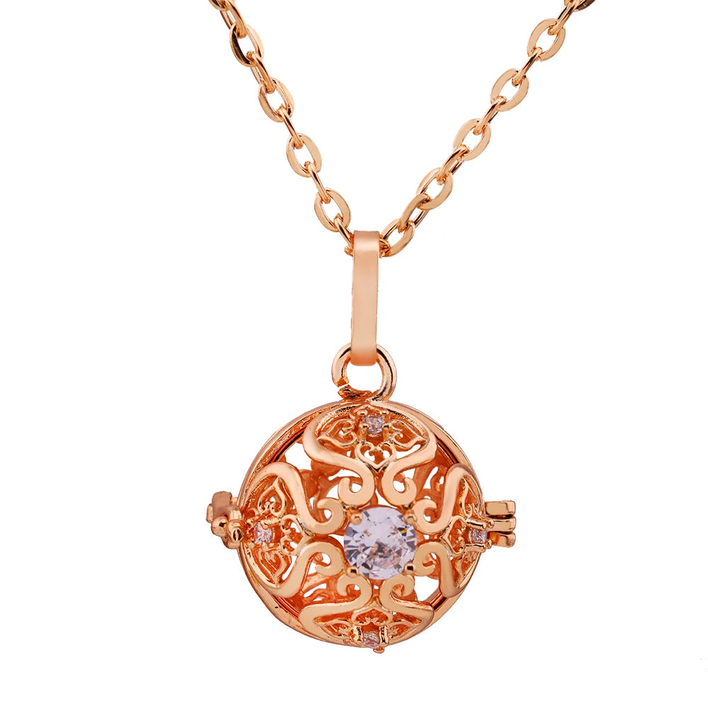 Mexico Chime Music Ball Aromatherapy Necklace Copper Pendant